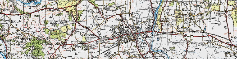 Old map of Maidenhead in 1919
