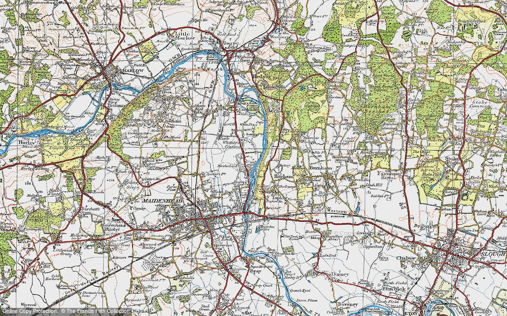 Old Map of Historic Map covering Boulter's Lock in 1919