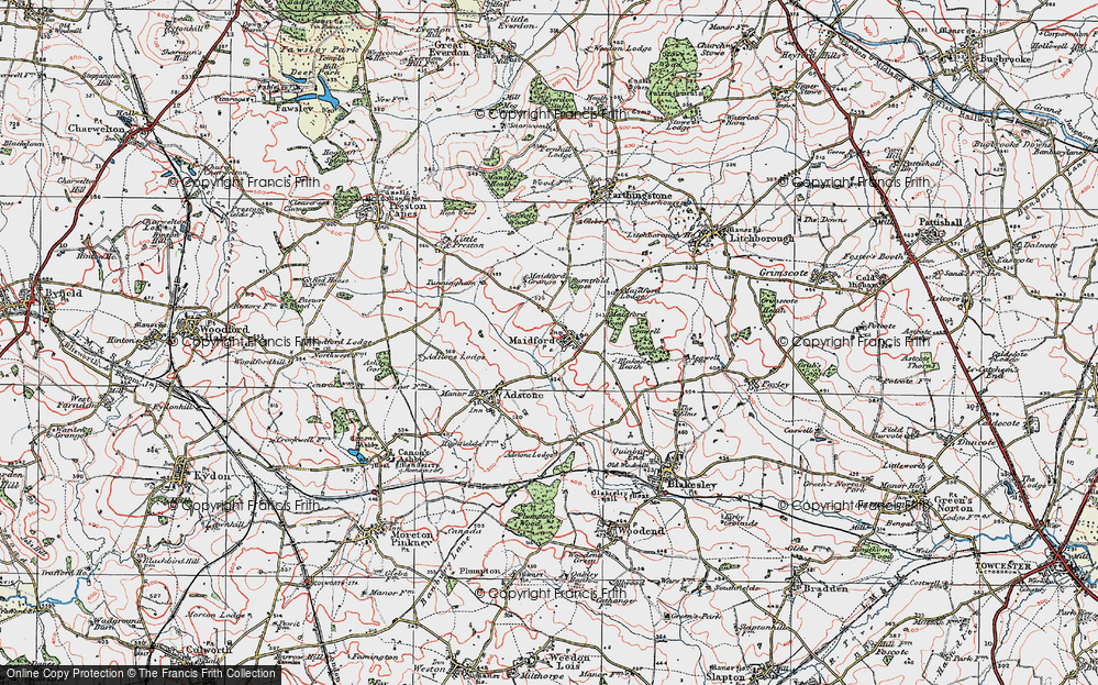 Old Map of Historic Map covering Burntfold Copse in 1919