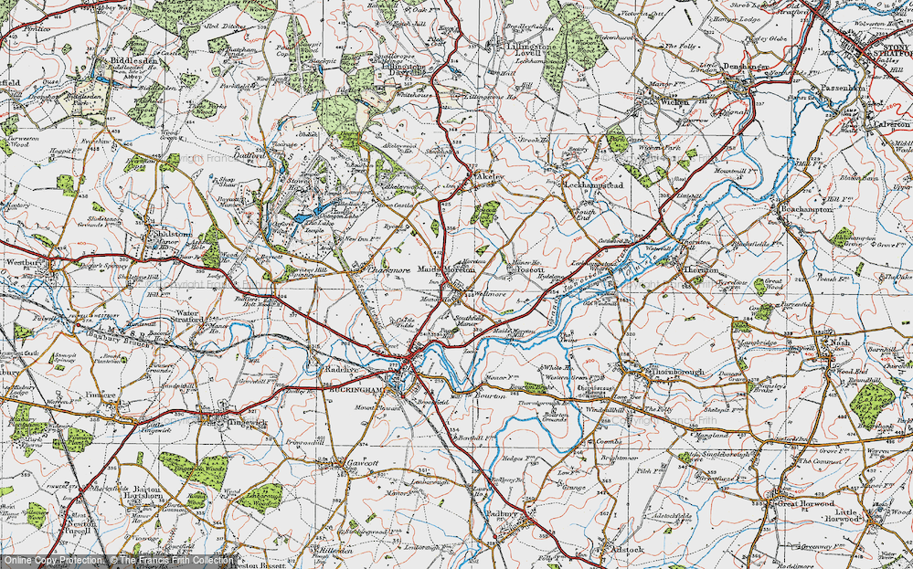 Old Map of Maids' Moreton, 1919 in 1919