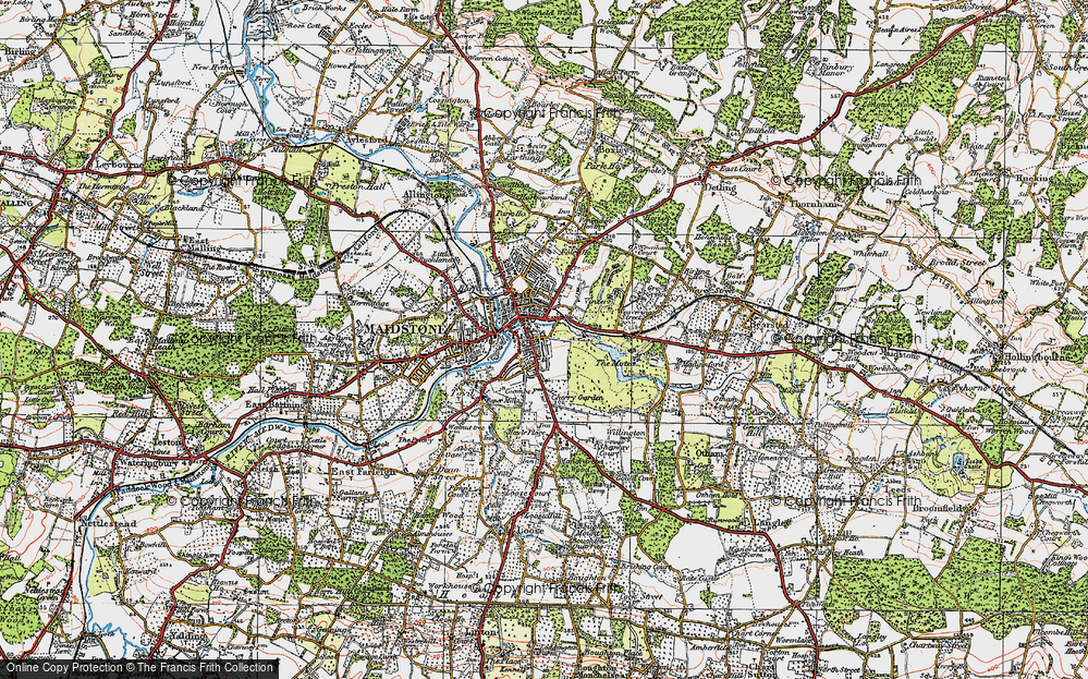 Old Map of Maidstone, 1921 in 1921