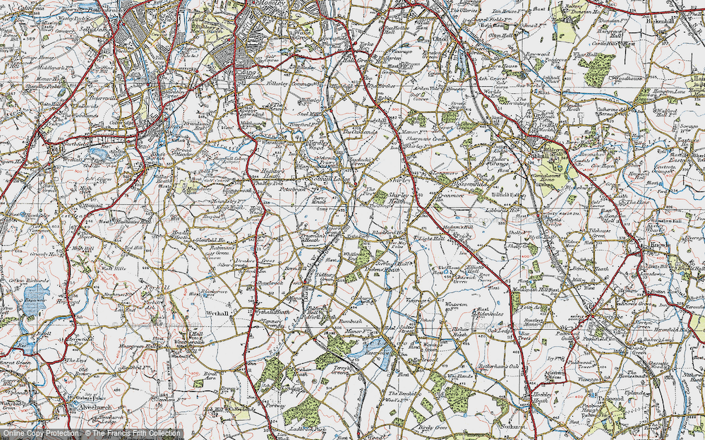Old Map of Major's Green, 1921 in 1921