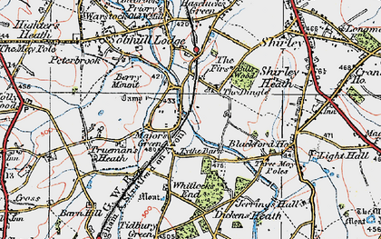 Old map of Major's Green in 1921