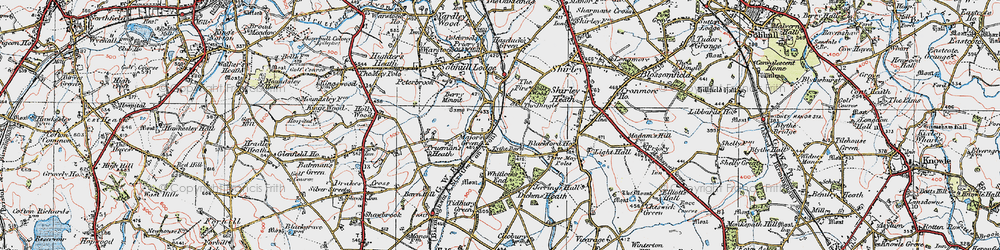 Old map of Major's Green in 1921