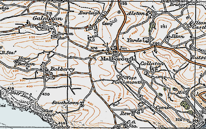 Old map of Malborough in 1919