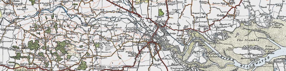 Old map of Maldon in 1921