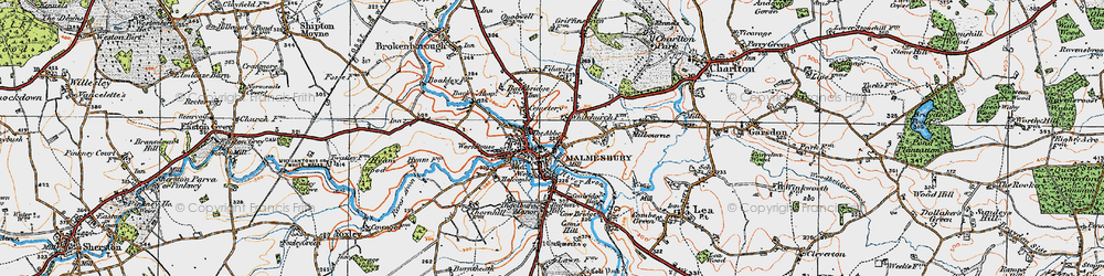 Old map of Malmesbury in 1919