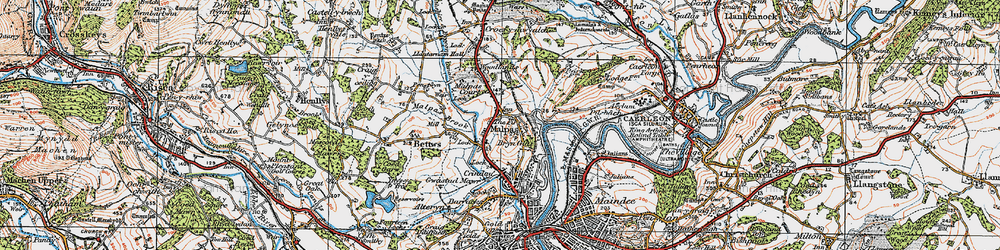 Old map of Malpas in 1919