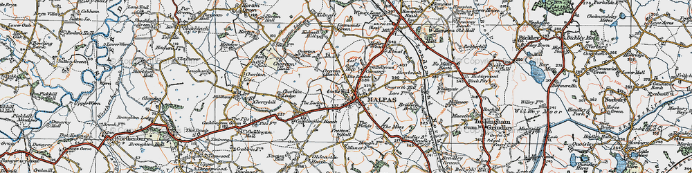 Old map of Malpas in 1921