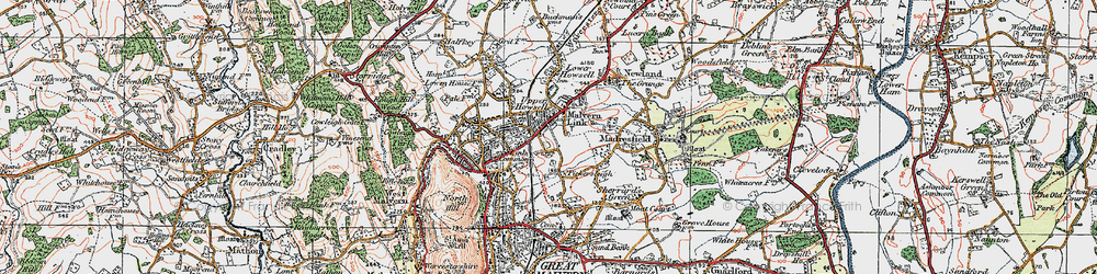 Old map of Malvern Link in 1920