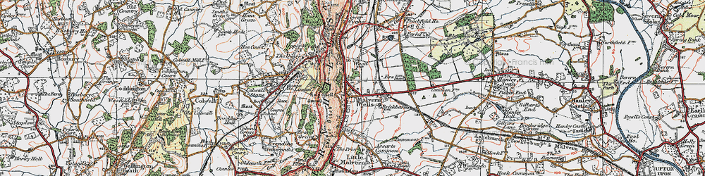 Old map of Malvern Wells in 1920