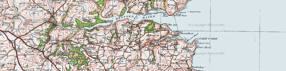 Old map of Manaccan in 1919