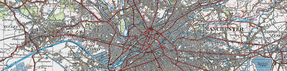 Old map of Manchester in 1924