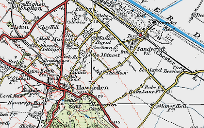 Old map of Mancot Royal in 1924
