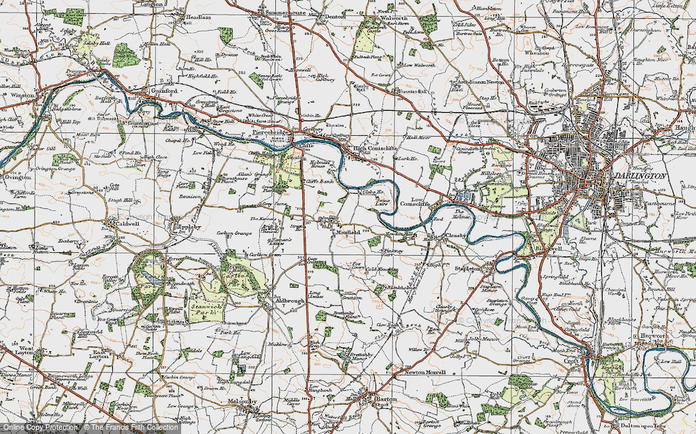 Old Map of Manfield, 1925 in 1925
