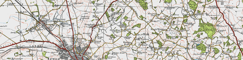 Old map of Mangrove Green in 1920