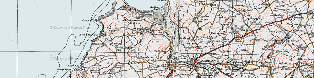 Old map of Poppit Sands in 1923