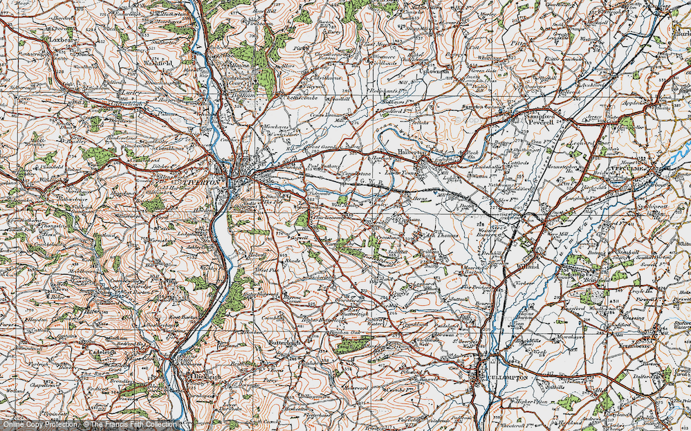 Old Map of Historic Map covering Warnicombe in 1919