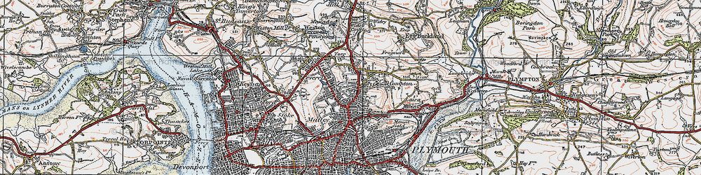 Old map of Mannamead in 1919