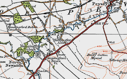 Old map of Abbots Down in 1919