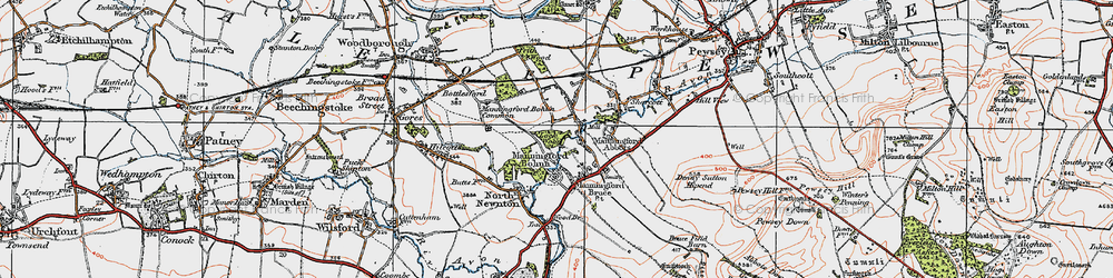 Old map of Manningford Bruce in 1919