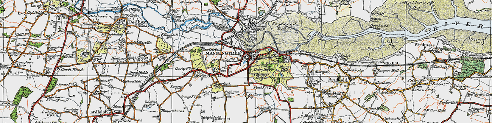 Old map of Manningtree in 1921