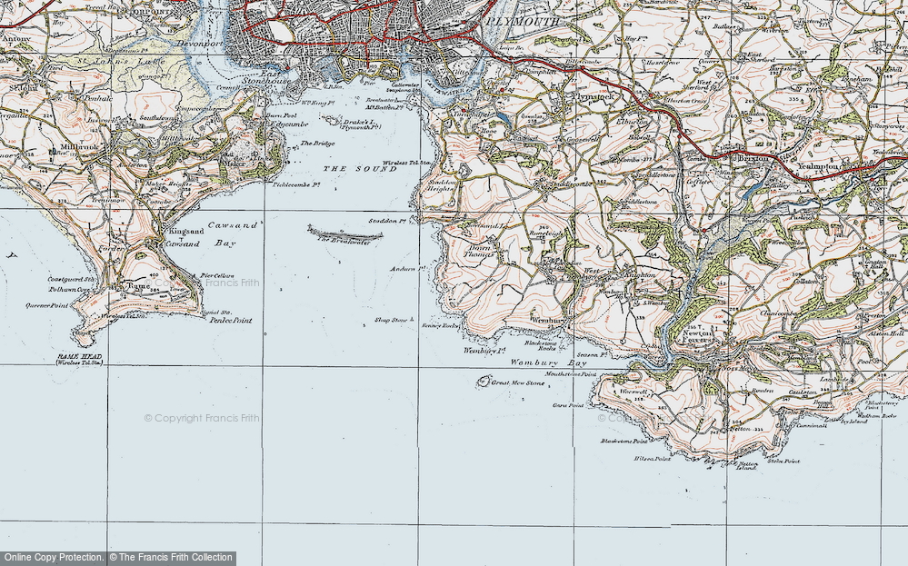 Old Map of Historic Map covering Andurn Point in 1919