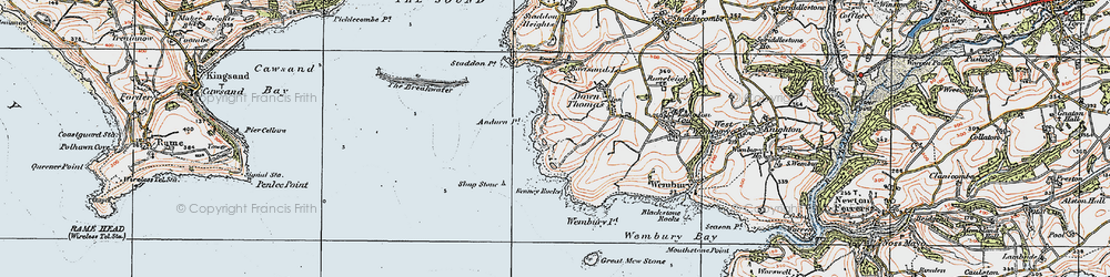 Old map of Manor Bourne in 1919