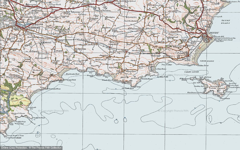 Old Map of Manorbier, 1922 in 1922