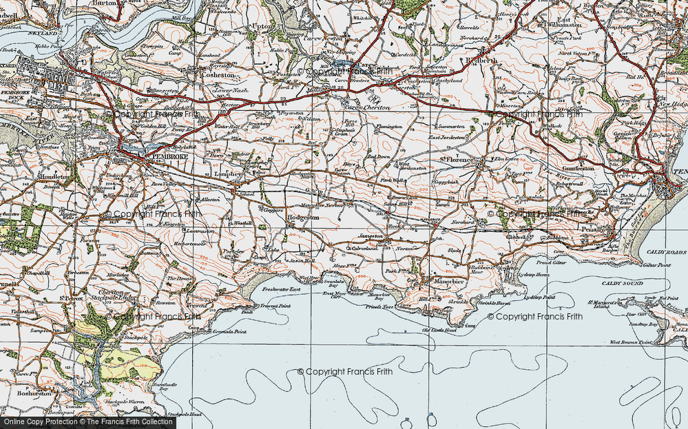 Old Map of Manorbier Newton, 1922 in 1922