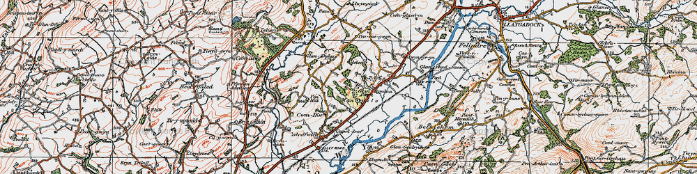Old map of Manordeilo in 1923