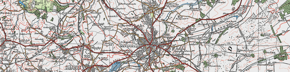 Old map of Mansfield in 1923