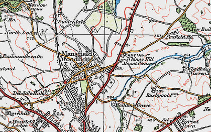Old map of Mansfield Woodhouse in 1923