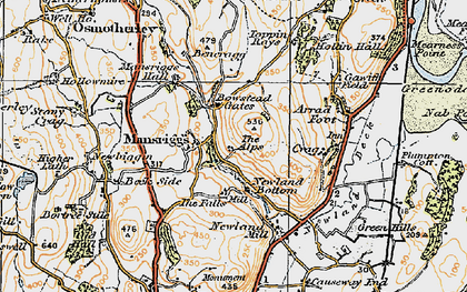 Old map of Bowstead Gates in 1925