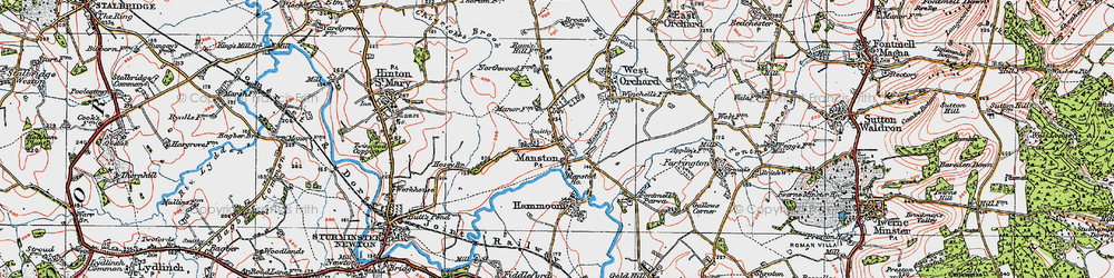 Old map of Manston in 1919