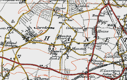 Old map of Manston in 1920