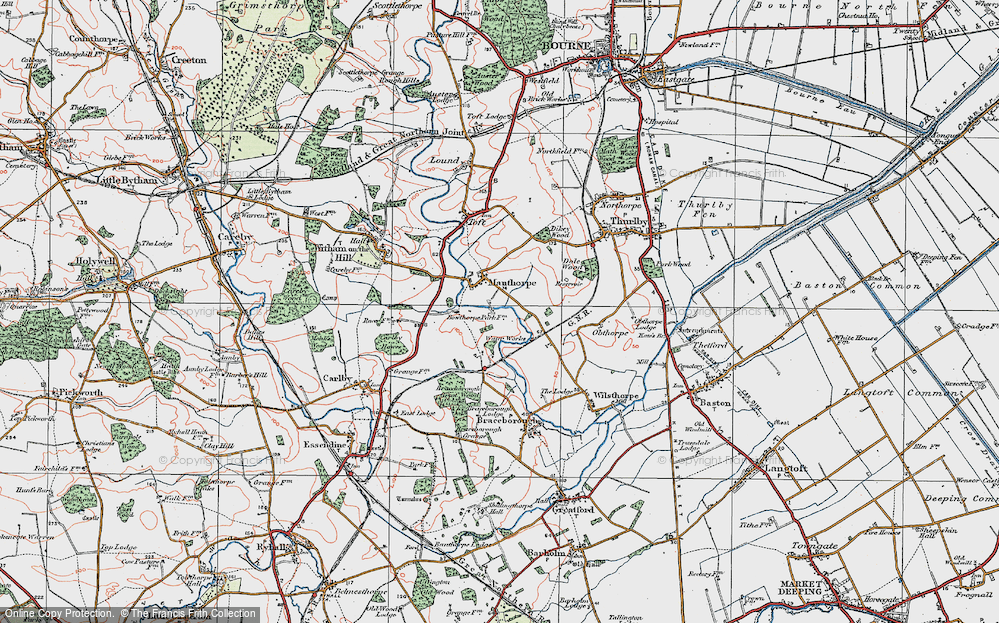 Old Map of Manthorpe, 1922 in 1922