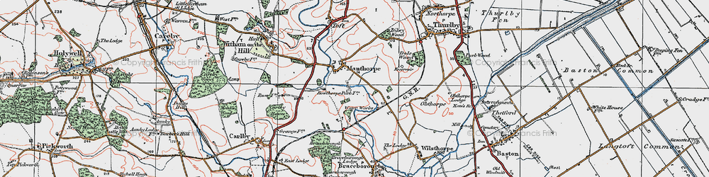 Old map of Manthorpe in 1922