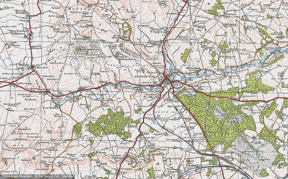 Old Map of Historic Map covering Barton Copse in 1919