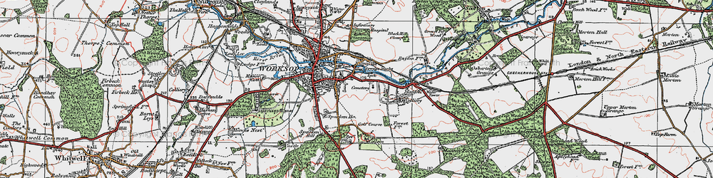Old map of Worksop College in 1923