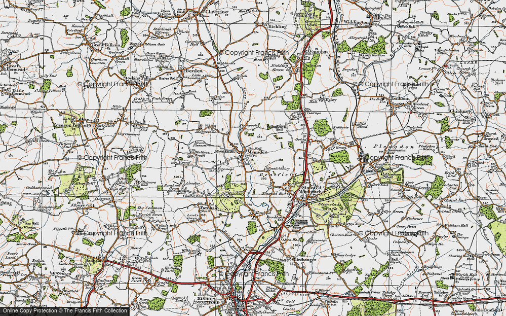 Old Map of Manuden, 1919 in 1919