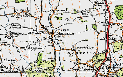 Old map of Manuden in 1919