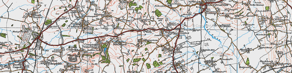 Old map of Maperton in 1919