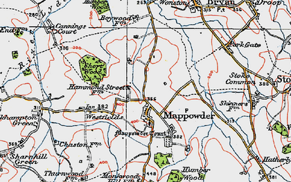 Old map of Mappowder in 1919