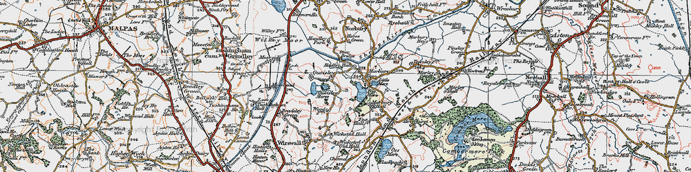 Old map of Big Mere in 1921