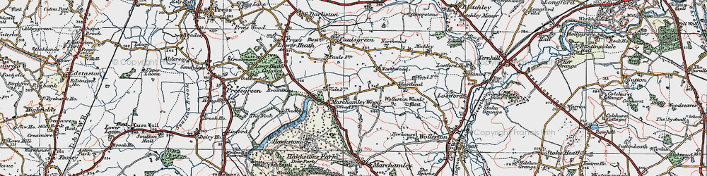 Old map of Marchamley Wood in 1921