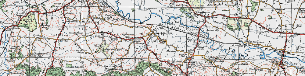 Old map of Marchington in 1921