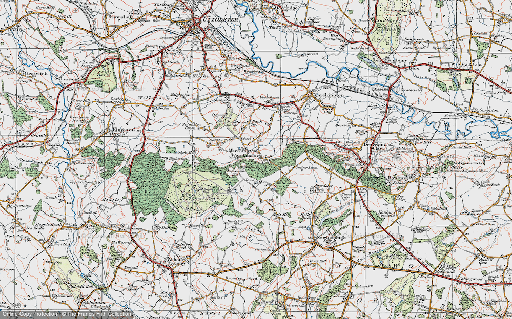 Old Map of Marchington Woodlands, 1921 in 1921