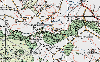 Old map of Marchington Woodlands in 1921