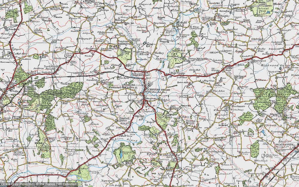 Old Map of Historic Map covering Marden Ash Ho in 1920